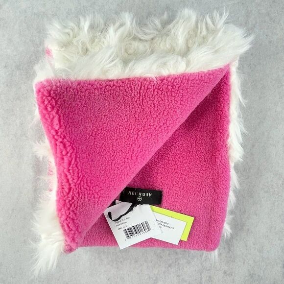 HEURUEH Faux Fur Scarf White Hybrid Pull Thru Winter Neck Warmer Womens One Size - Picture 4 of 10